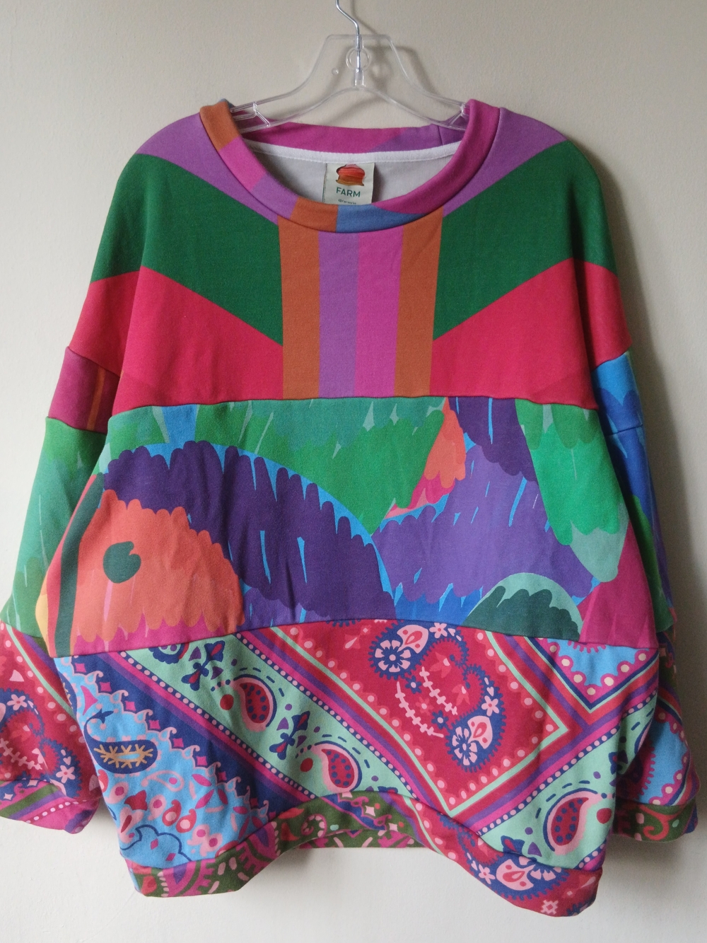 Farm Rio Multicolor Colorblock Women's Oversized Pullover Crewneck
